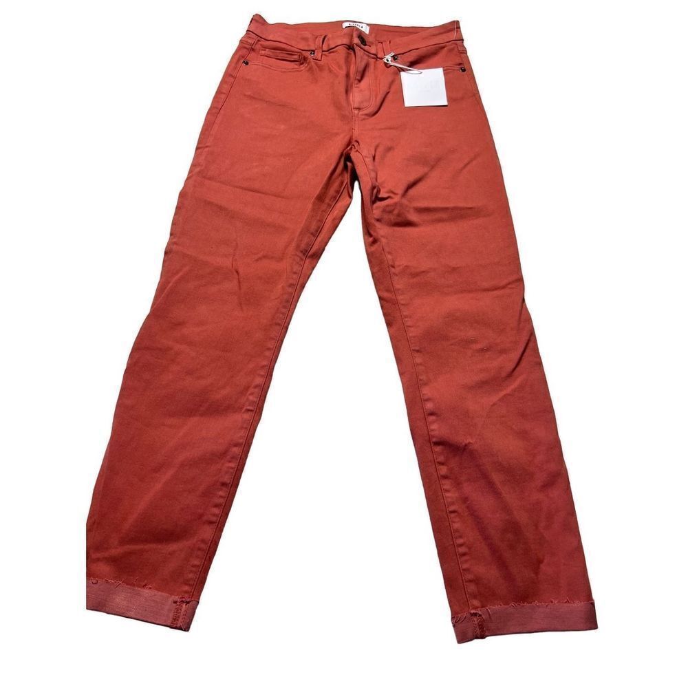 Pistola Women's Red Straight Cut Raw Hem Denim Jeans Size 30 NWT